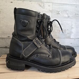 Harley Davidson Leather Motorcycle Boots 2003 Anniversary Edition Womens Size 8